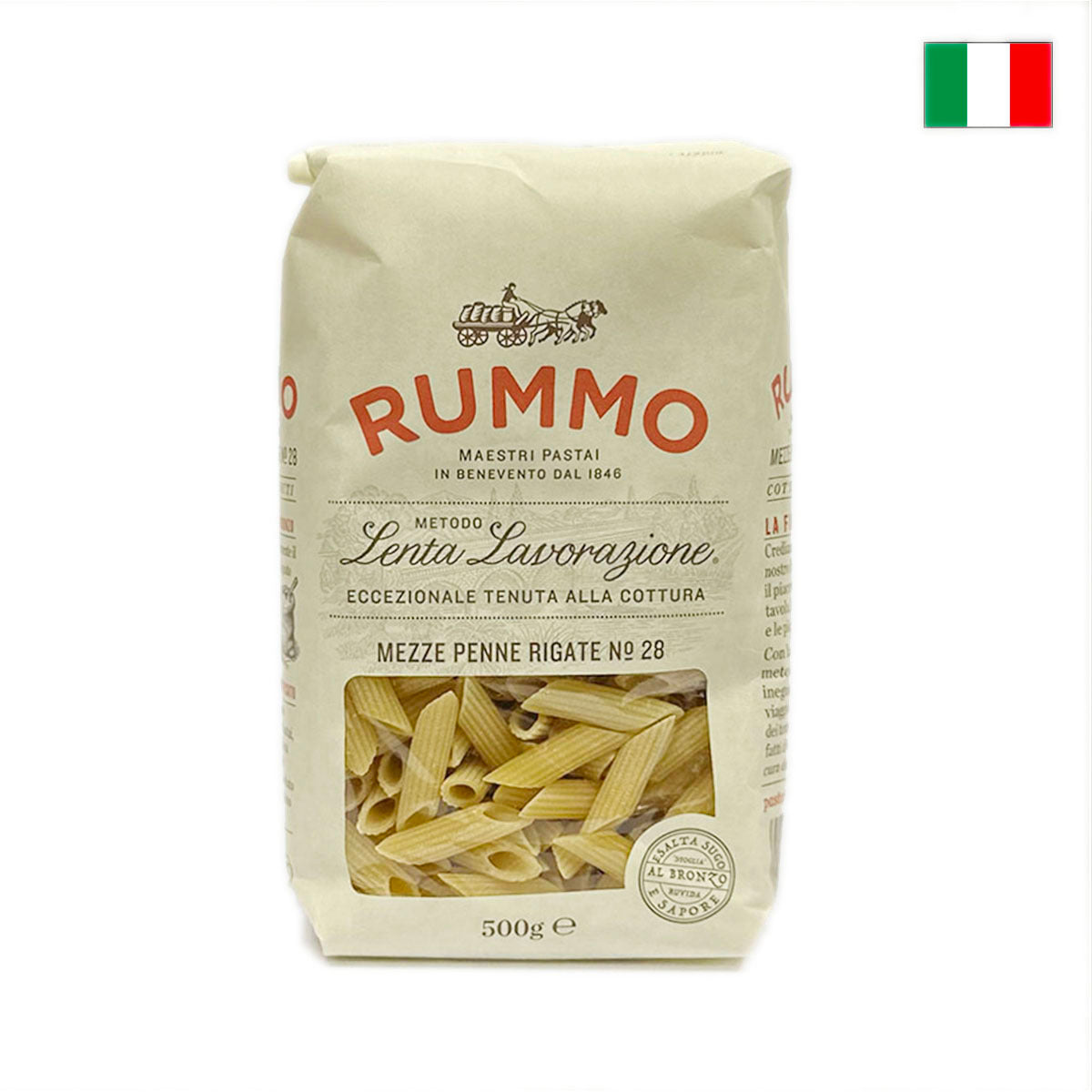Rummo Mezze Penne Rigate Long Pasta | No. 28 (500g)
